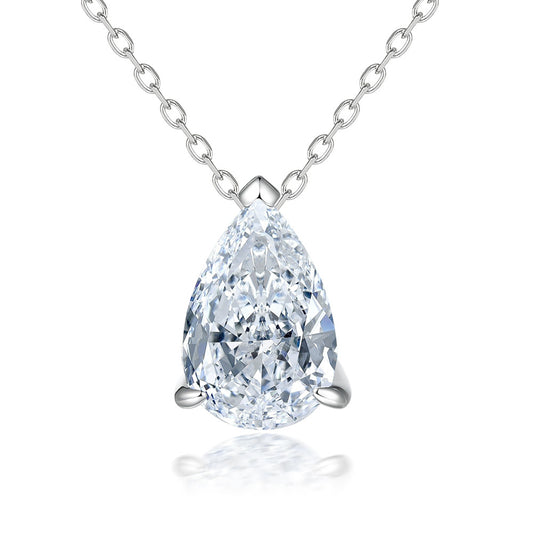 Pear Drop Zircon Pendant Silver Necklace for Women