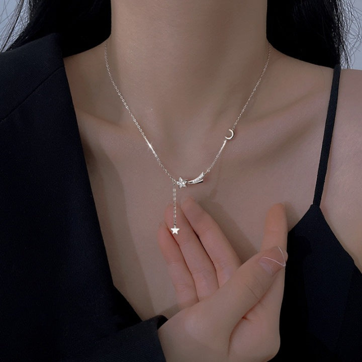 Zircon Meteor Star Silver Necklace for Women