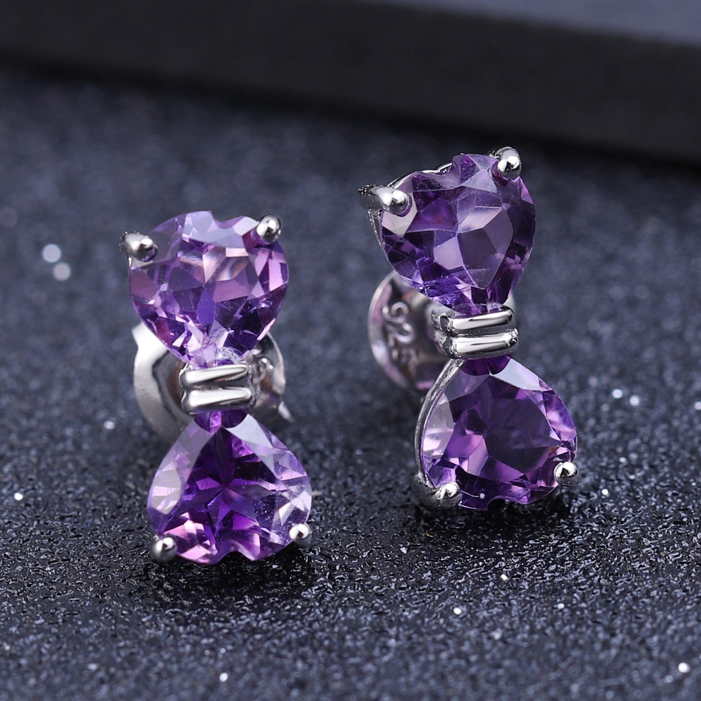 Fashion Natural Crystal Love Bowknot Silver Studs Earrings for Women