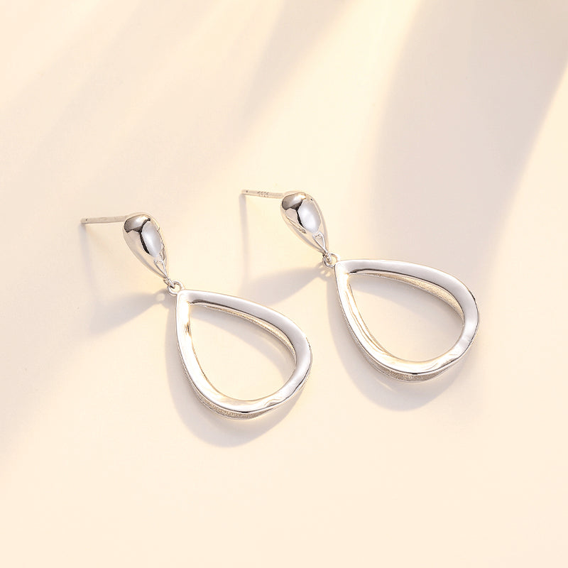 Hollow Water Drop Silver Drop Earrings for Women