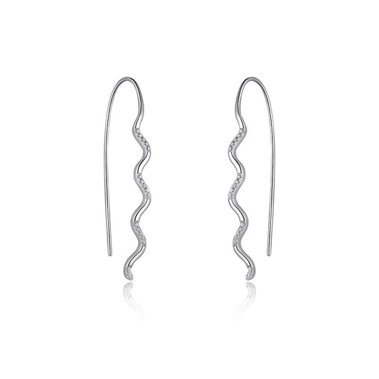 Zircon Wave Silver Hook Earrings for Women