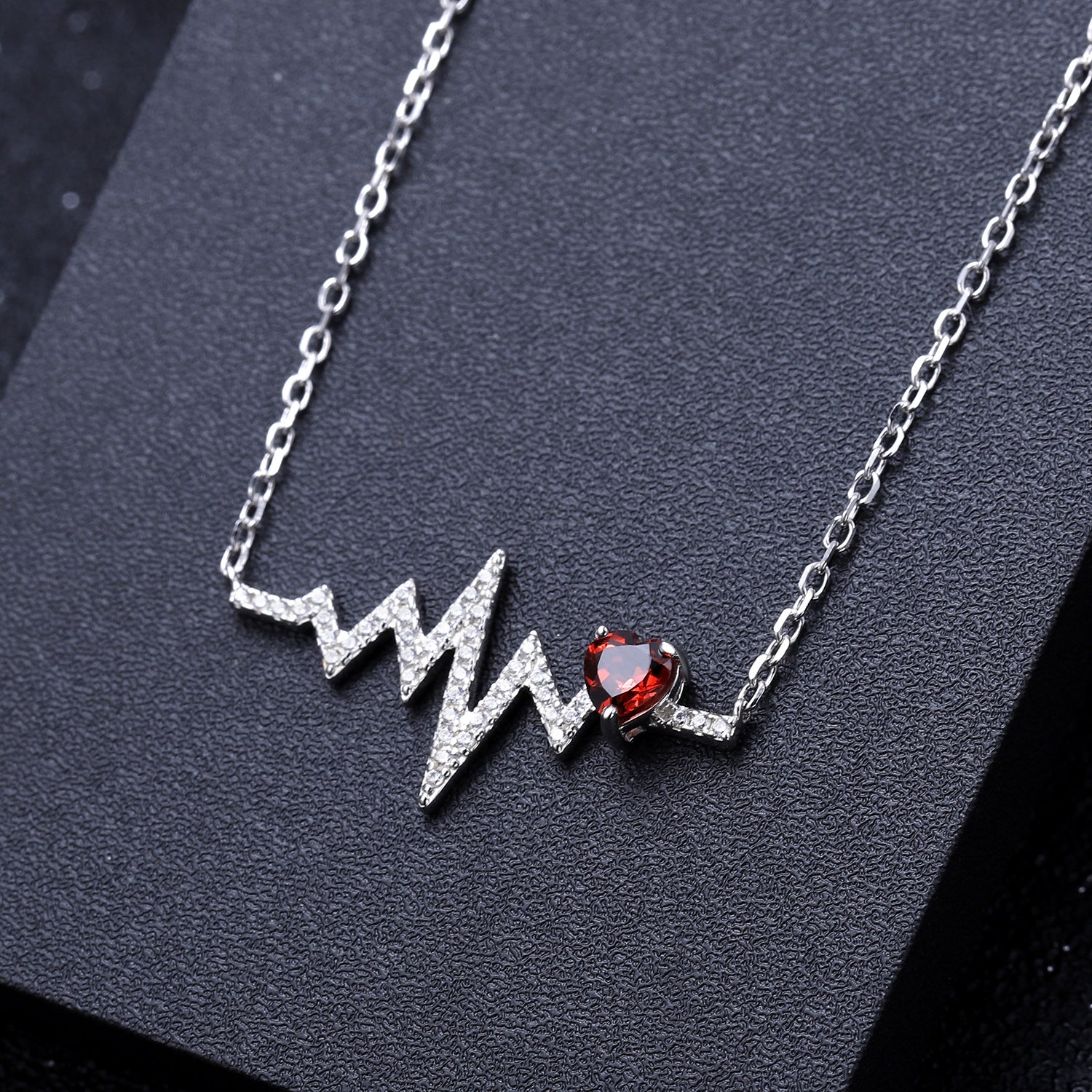 Fashion Versatile Style Inlaid Natural Colourful Gemstone Heartbeat Miracle Pendant Silver Necklace for Women