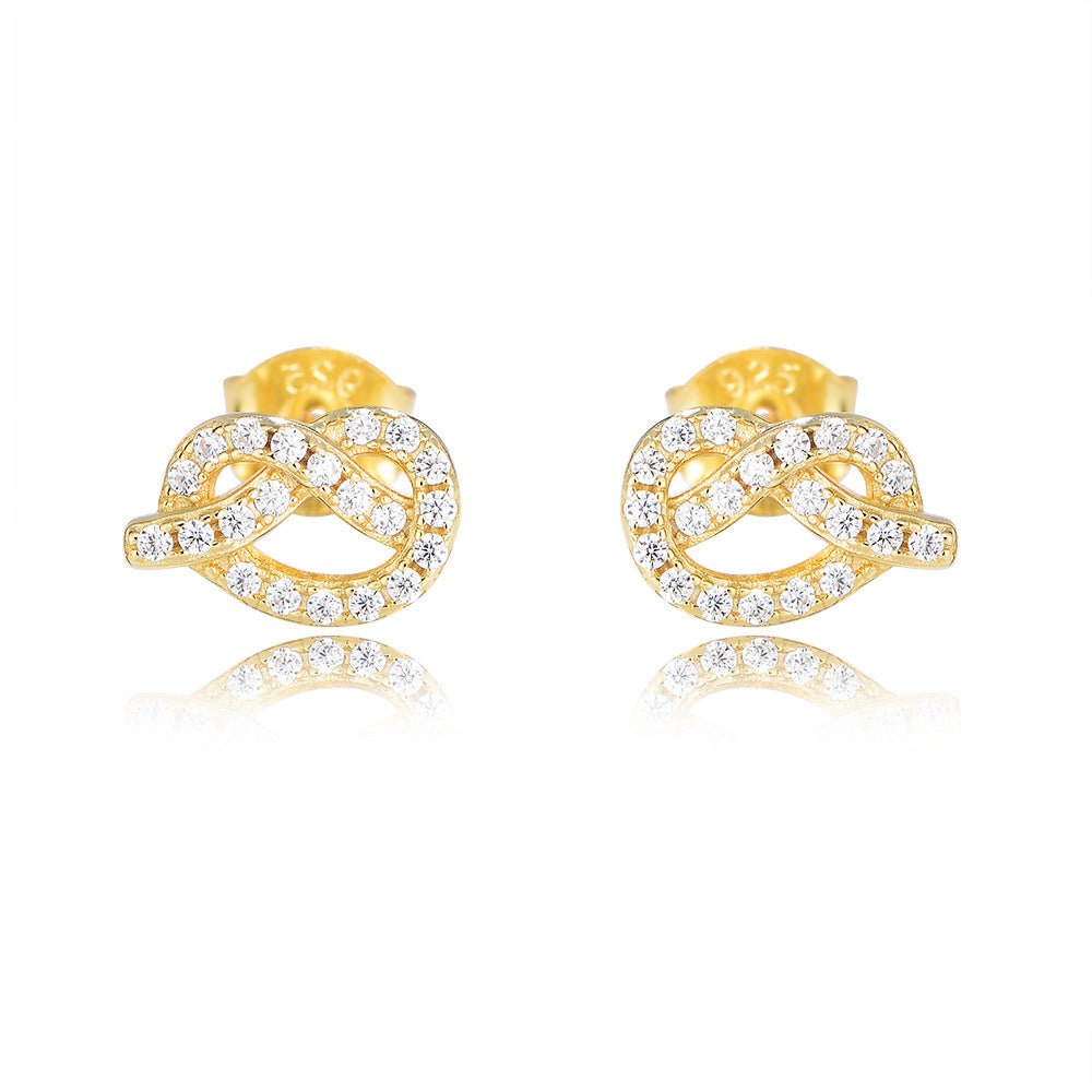 Zircon Knot Silver Studs Earrings for Women
