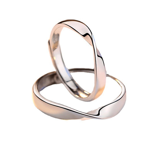 Classic Mobius Silver Couple Ring for Women