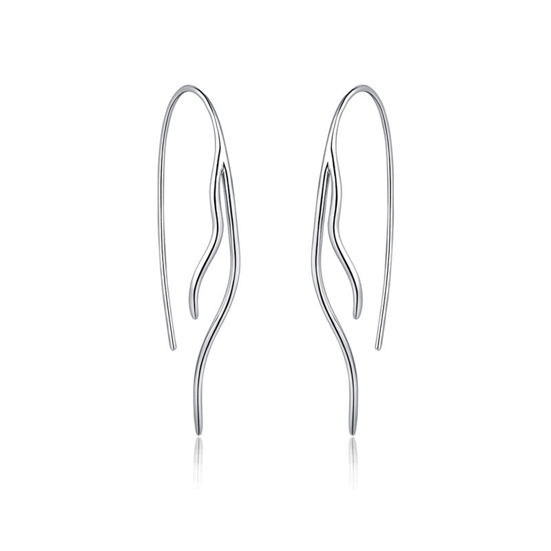 Geometric Shape Long Style Silver Hook Earrings for Women