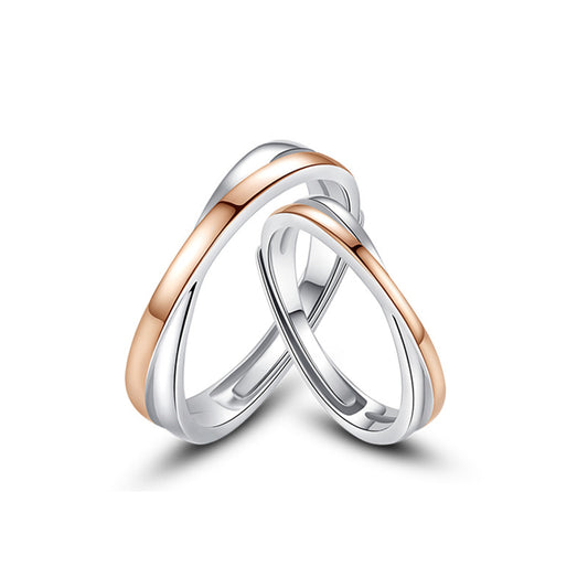 Interweave Silver Couple Ring for Women