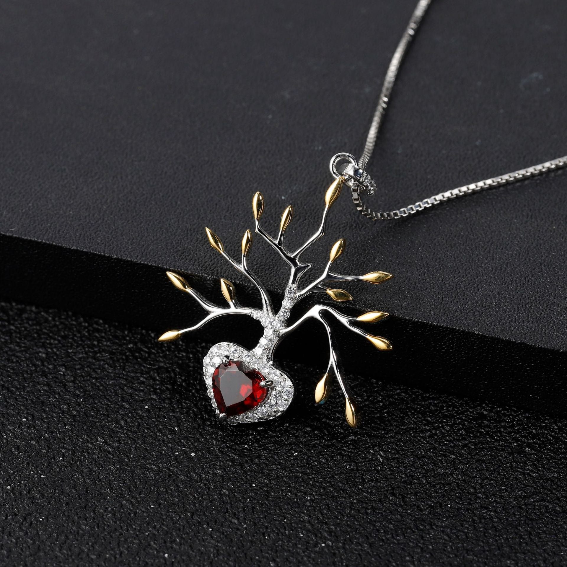Premium Design Natural Colourful Gemstone Life Tree Pendant Silver Necklace for Women
