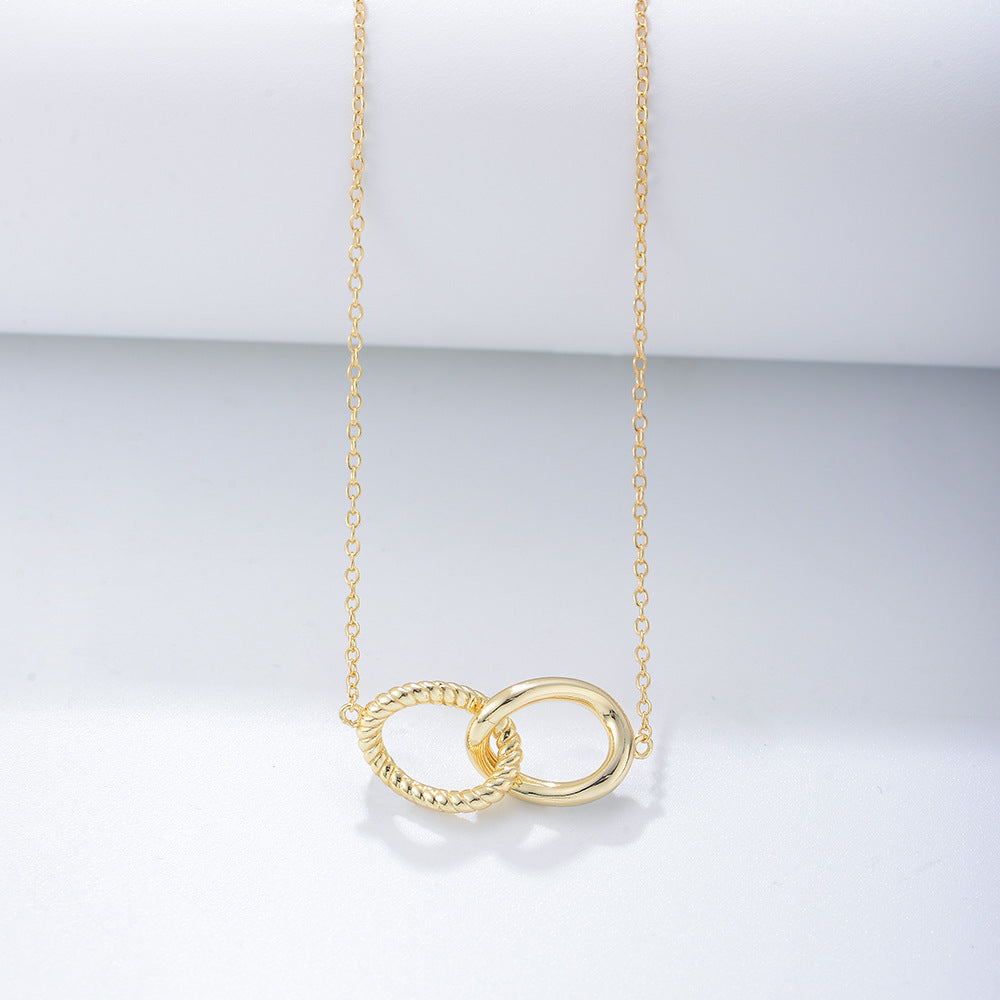 Geometric Twisted  Double Clasp Sterling Silver Necklace for Women