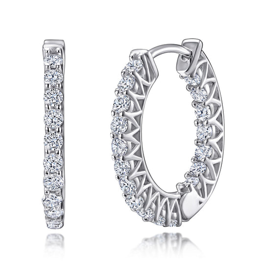 Zircon Silver Hoop Earrings for Women