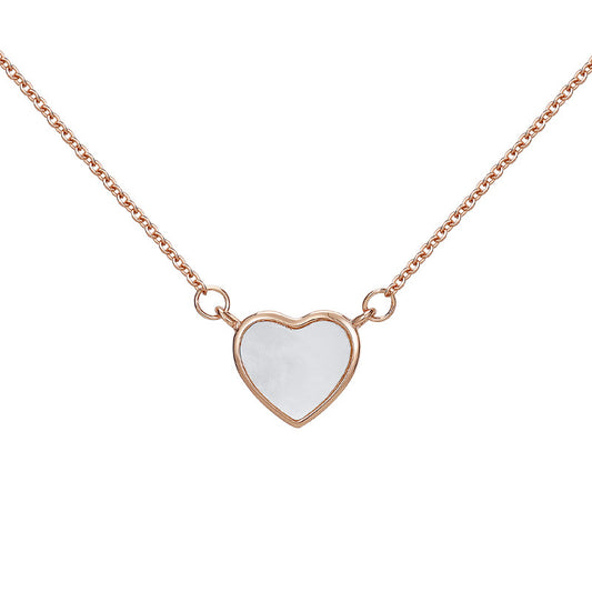 Mother of Pearl Heart Pendant Silver Necklace for Women