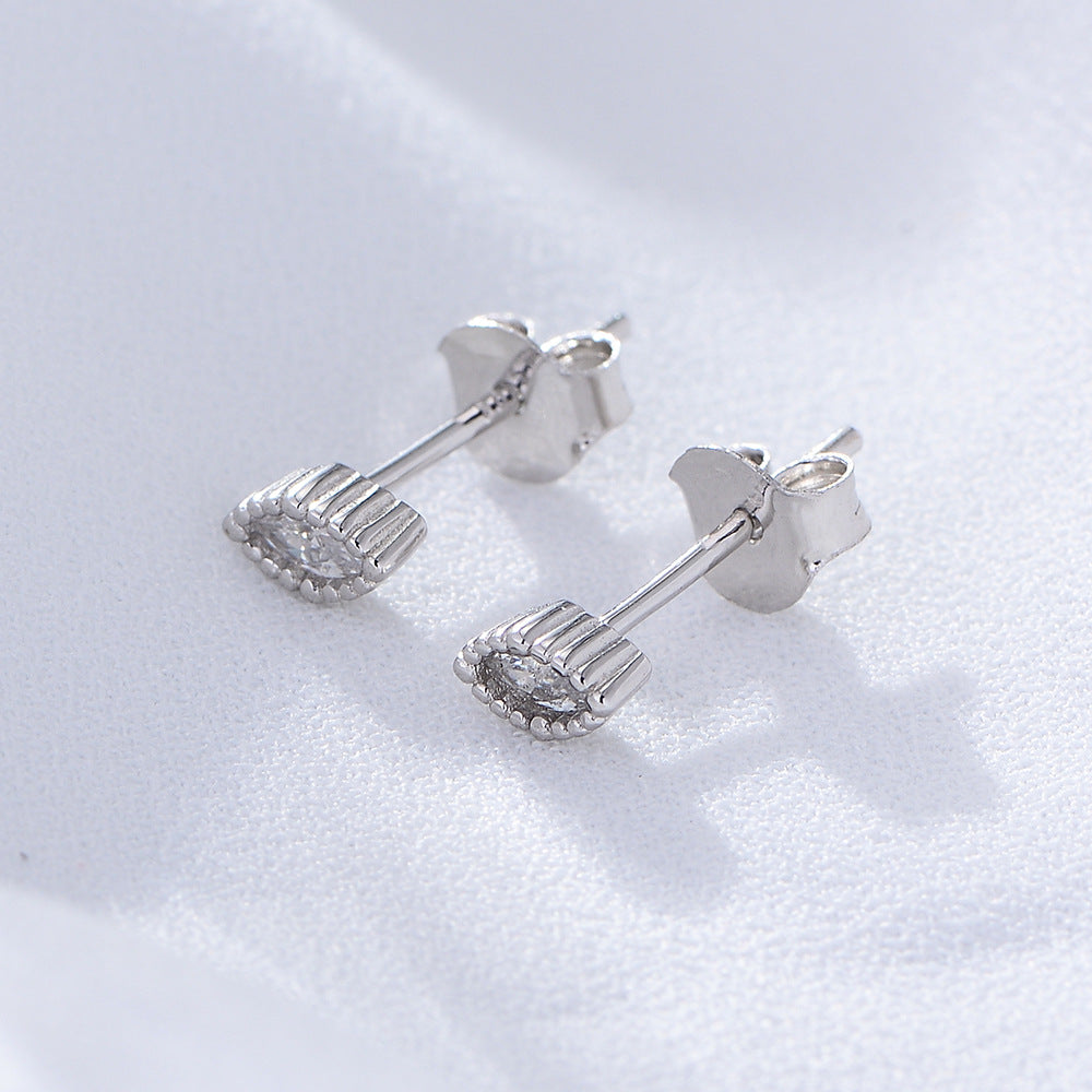 Mini Marquise Zircon Silver Studs Earrings for Women