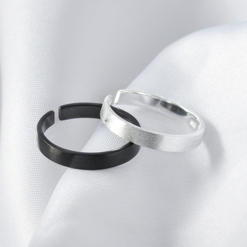 Brushed Silver Couple Ring for Women