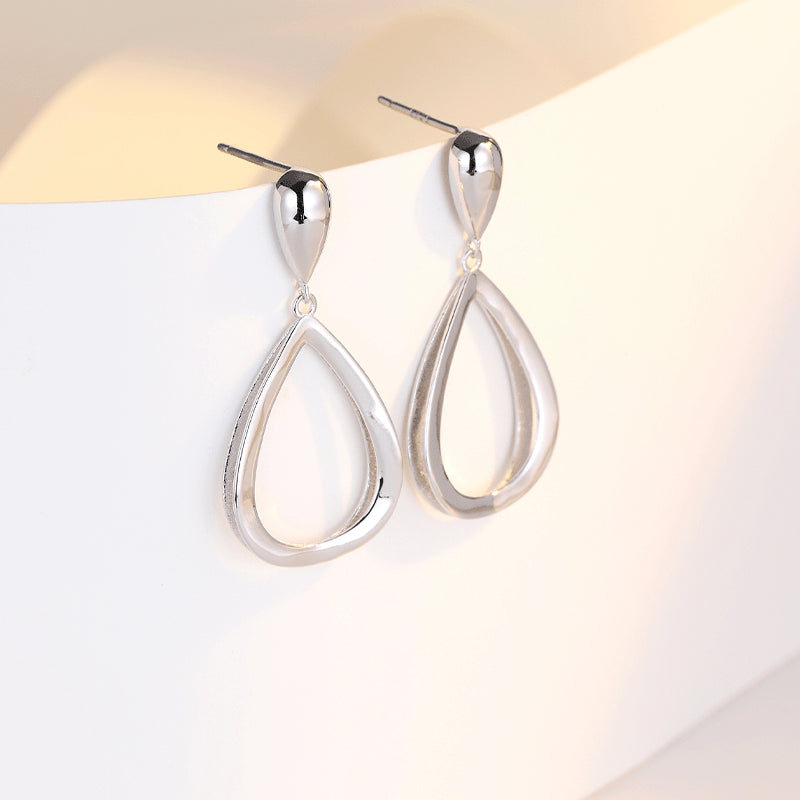 Hollow Water Drop Silver Drop Earrings for Women