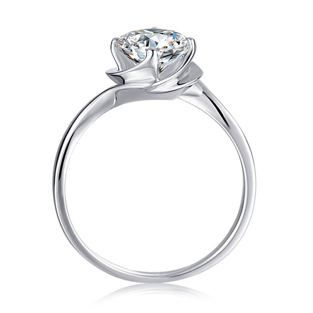 Twisted Arm Solitaire 1.0 Carat Round Cut Moissanite Engagement Ring