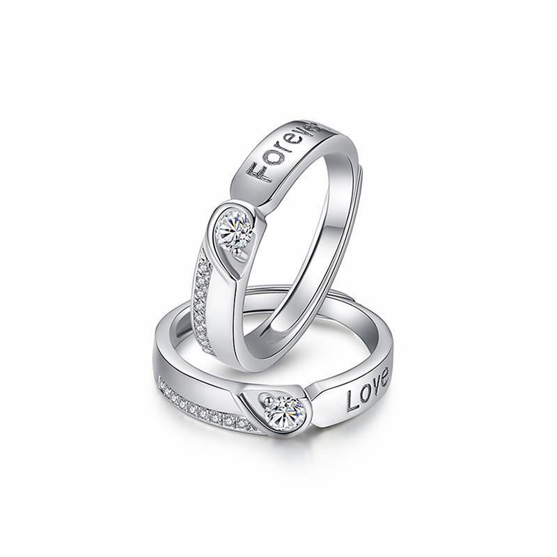 Zircon Heart Forever Love Silver Couple Ring for Women