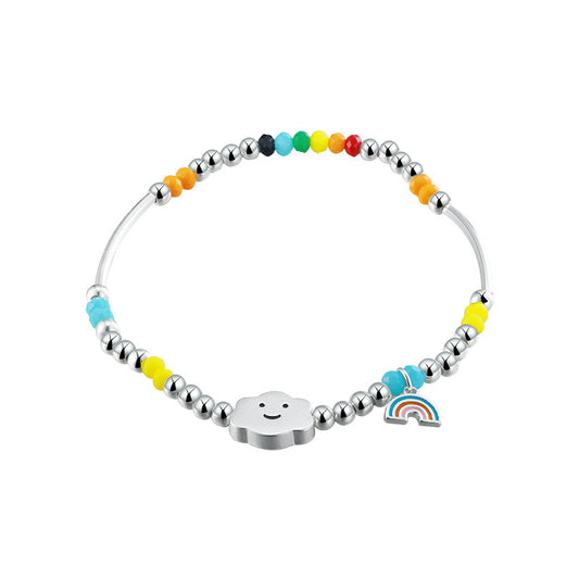 Rainbow Cloud Colourfule Beading Silver Bracelet for Women