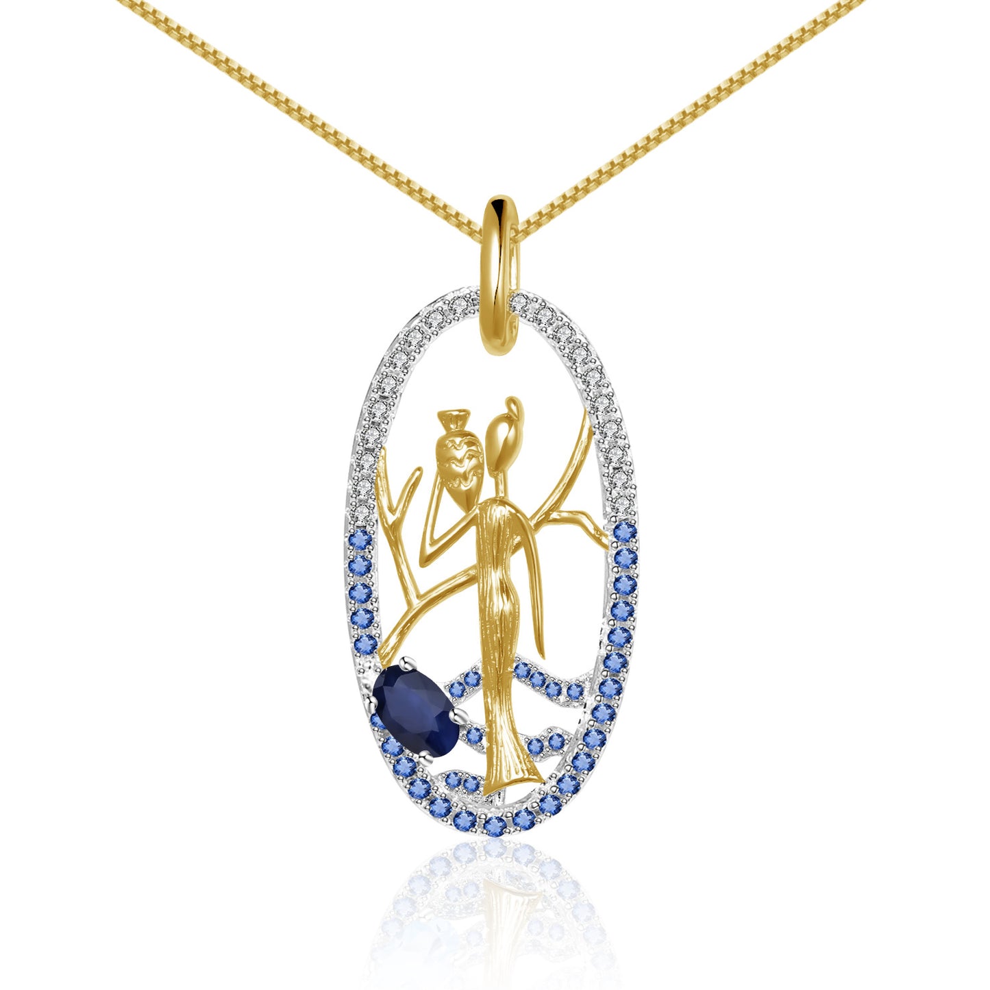 Personality Design Inlaid Colourful Gemstone The Women Tops The Vat Oval Pendant Silver Necklace for Women
