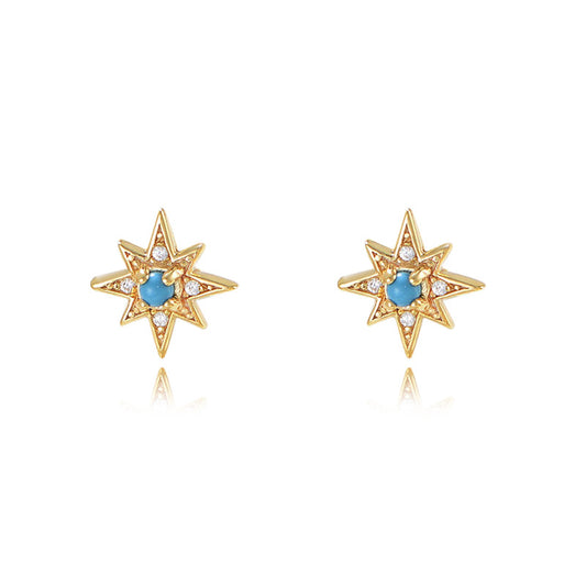 Opal Jewelry Star with Zircon Silver Studs Earrings for Women