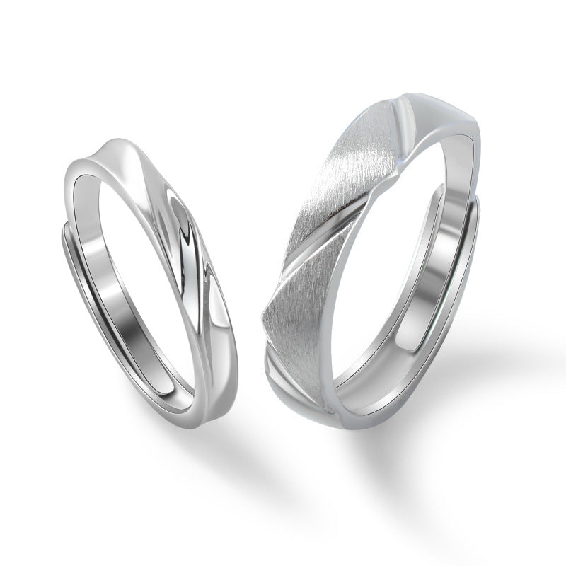 Irregular Lines Silver Couple Ring for Women