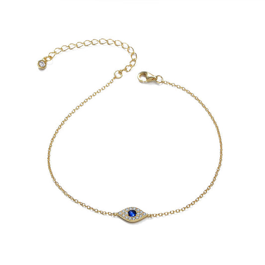 Blue Zircon Devil's Eye Silver Bracelet for Women