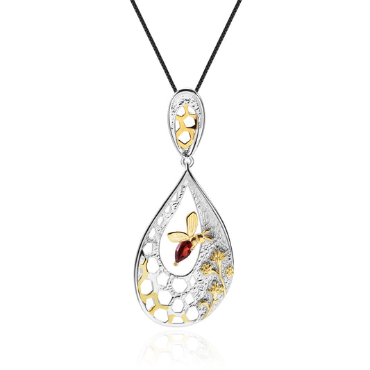Natural Style Element Design Natural Gemstone Pendant Silver Necklace for Women