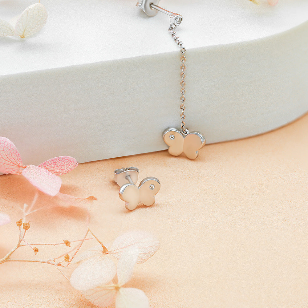 Tassel Asymmetric Butterfly Silver Drop Earrings for Women