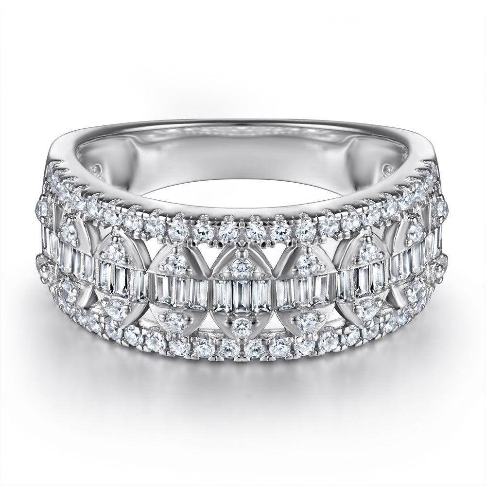 Exaggerated Marquise Shape with Zircon Silver Ring for Women