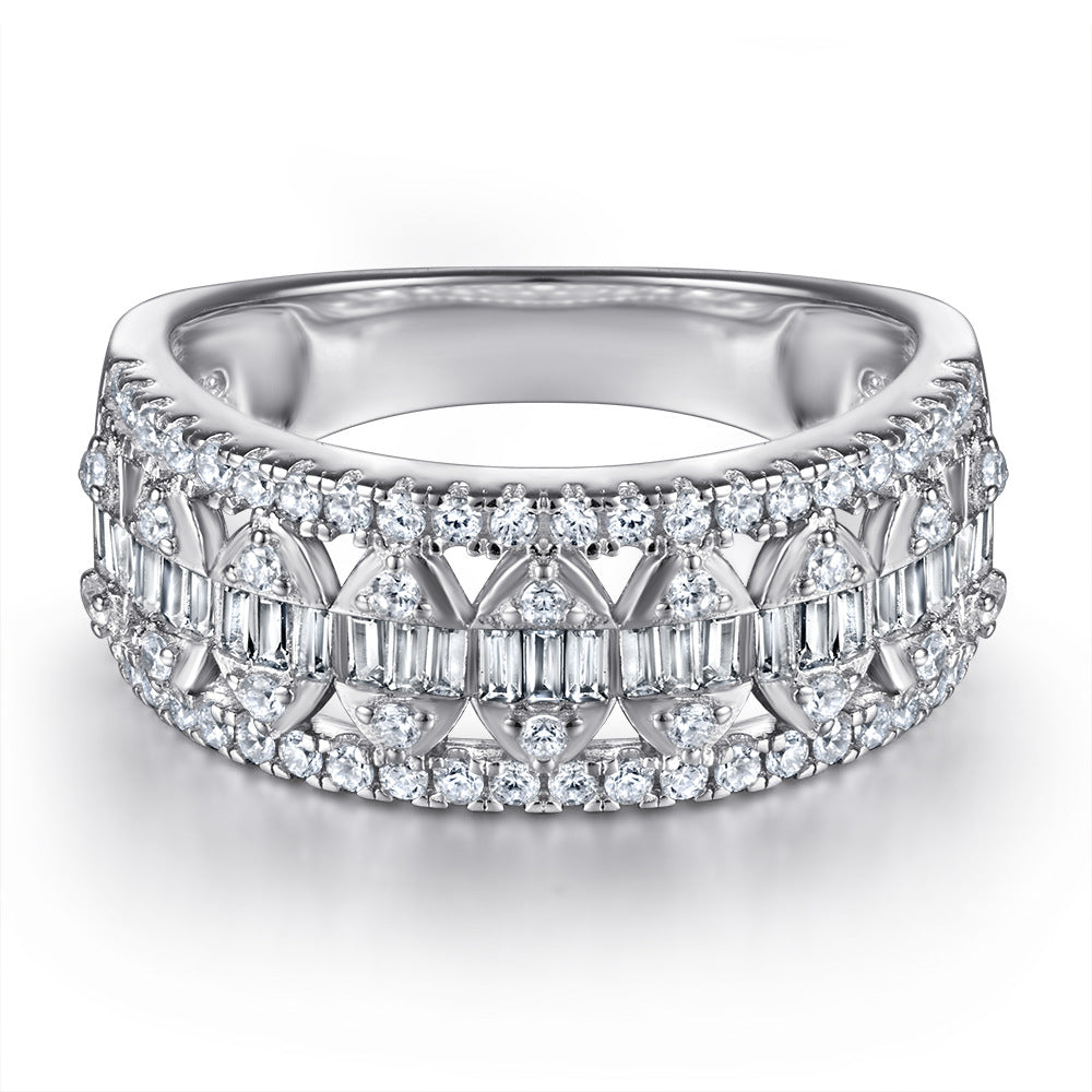 Exaggerated Marquise Shape with Zircon Silver Ring for Women