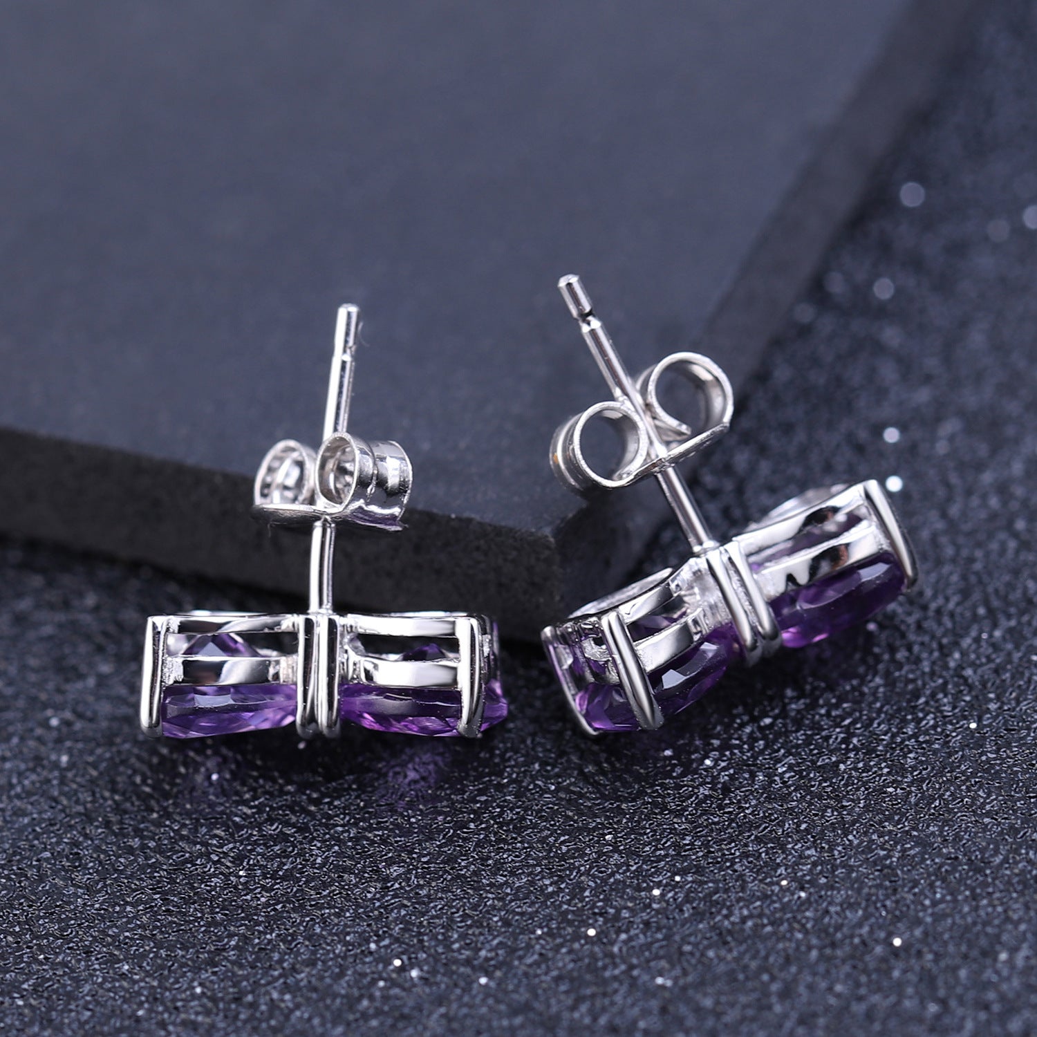 Fashion Natural Crystal Love Bowknot Silver Studs Earrings for Women