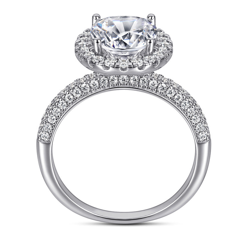 (2.0CT) Oval Zircon Soleste Halo Silver Ring for Women