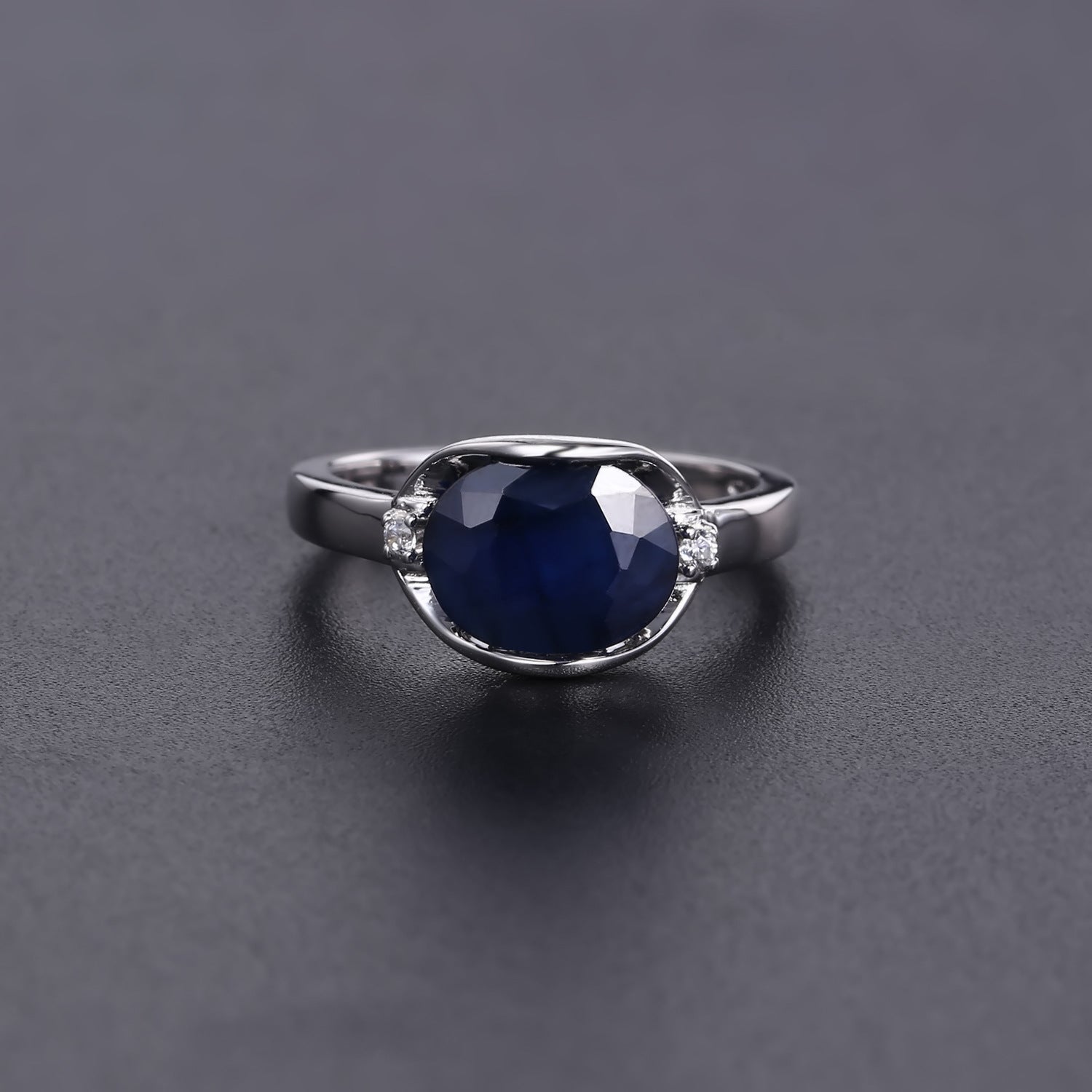 Natural Crystal Exquisite Oval Solitaire Silver Ring for Women