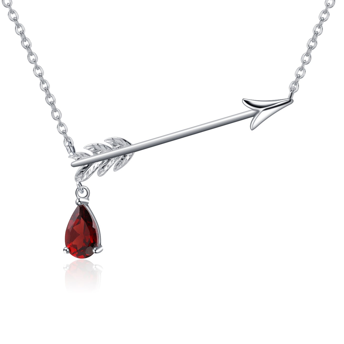 Unique Design with Natural Colourful Gemstone Bow and Arrow Pendant Silver Necklace for Women