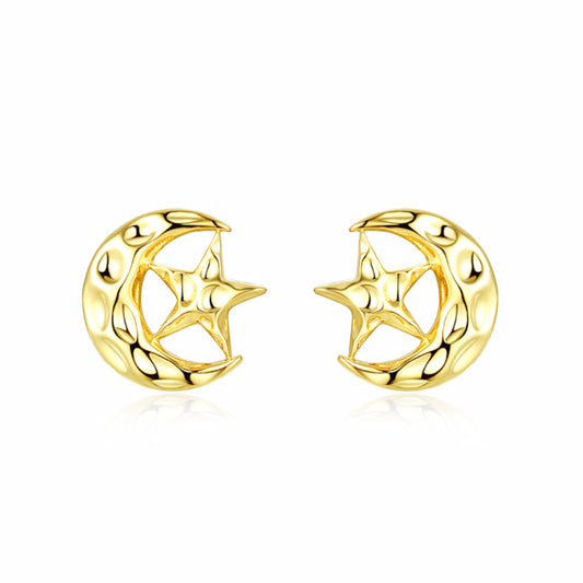 Bump Star Moon Silver Studs Earrings for Women
