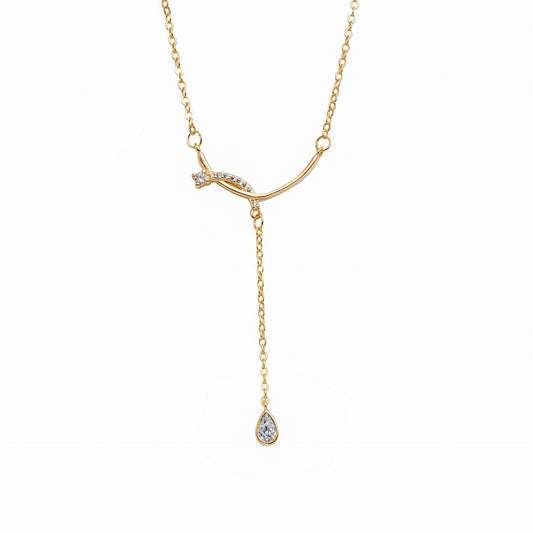 Tassels with Pear Drop Zircon Silver Necklace for Women