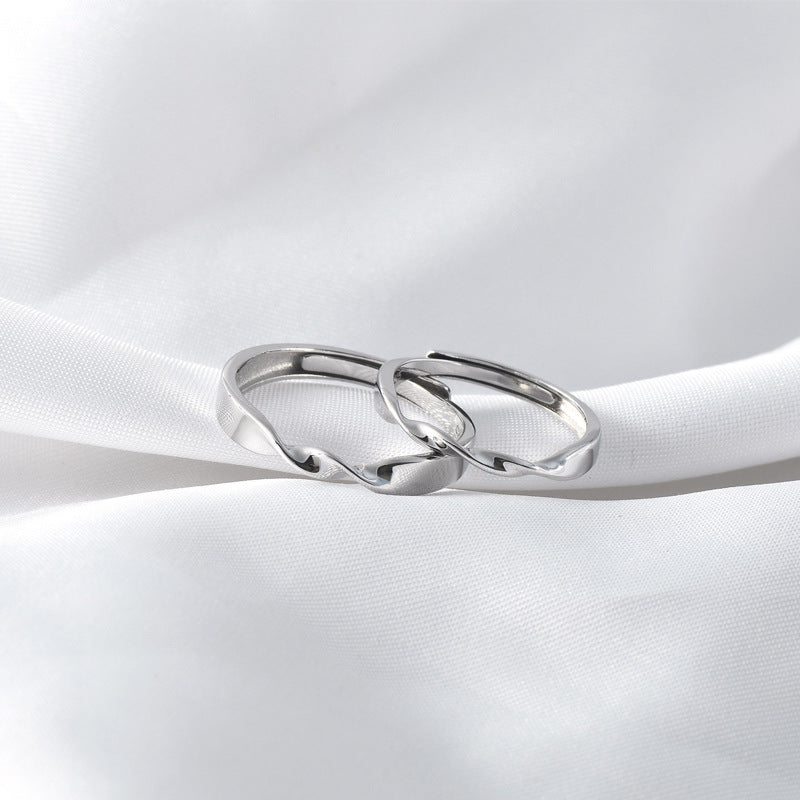 Mobius Series Wave Silver Couple Ring for Women
