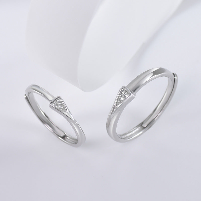 Triangle with Zircon Silver Couple Ring