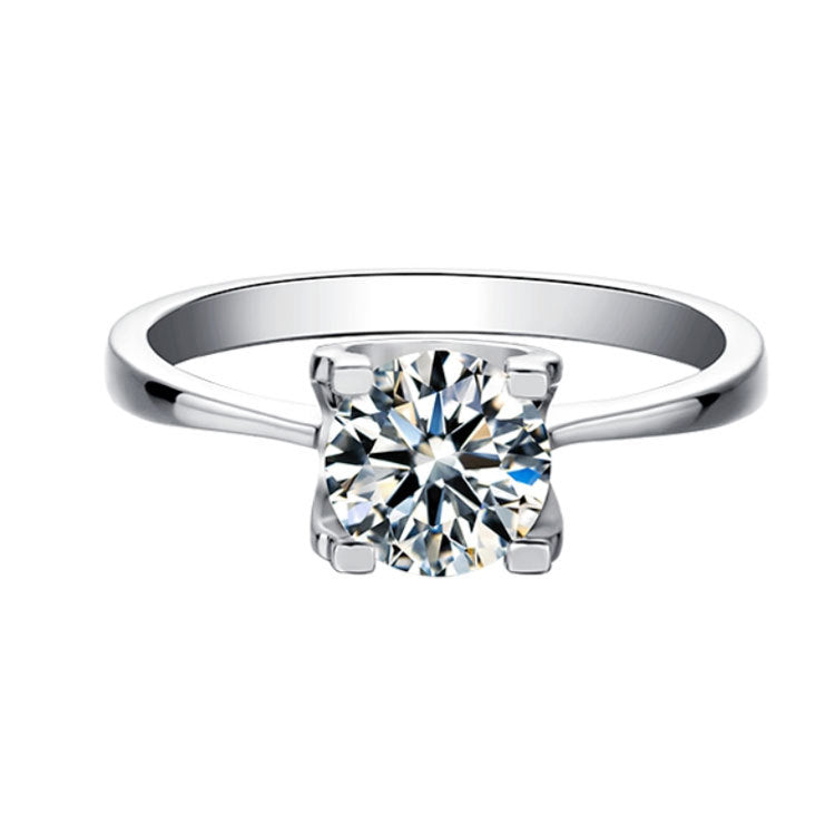 Solitaire Oxhead Prong 1.0 Carat Round Cut Moissanite Engagement Ring