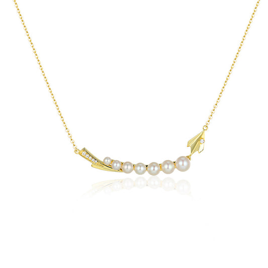 Natural Pearl Pea Pod Silver Necklace for Women