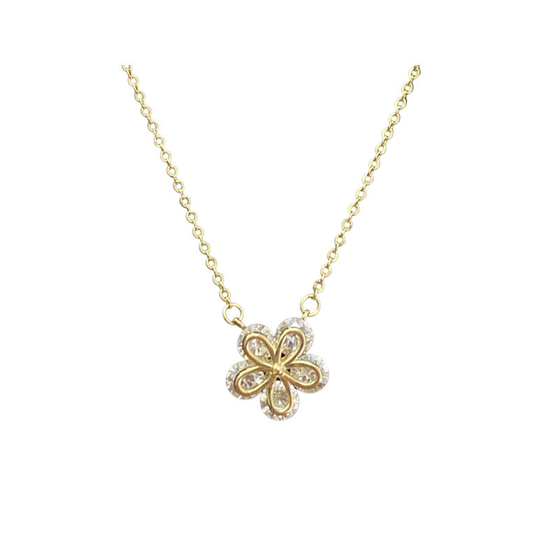 Zircon Little Flower Silver Necklace for Women