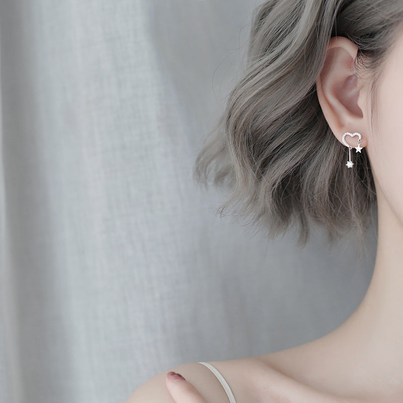 Love Star with Zircon Silver Drop Earrings for Women