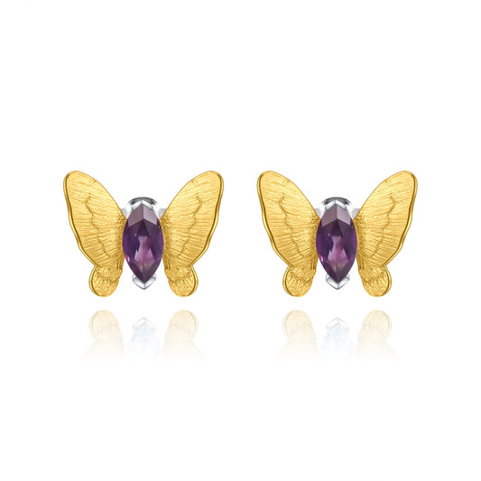 Butterfly Gold Plated Silver Studs Earrings for Women