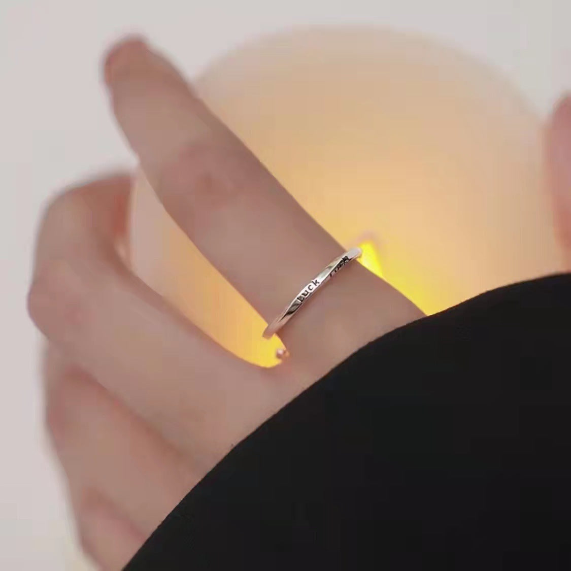 Luck Letter Mobius Silver Ring for Women