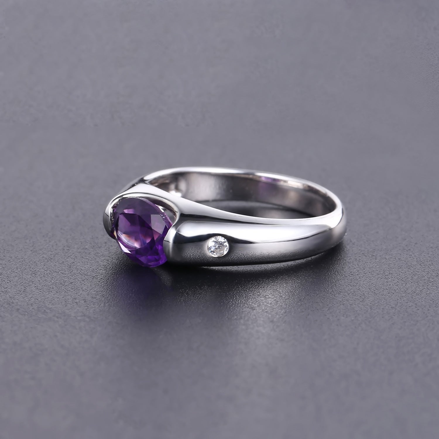 Oval Shape Natural Gemstone Sterling Silver Ring for Women