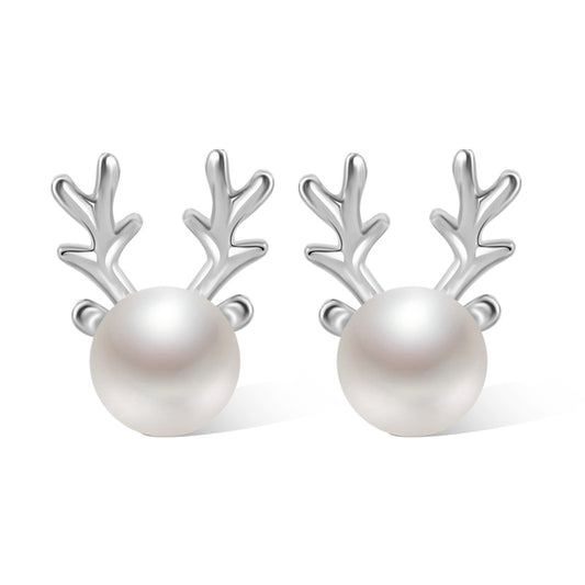 Freshwater Pearl Elk Silver Stud Earrings for Women