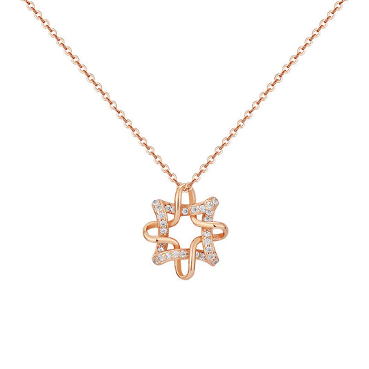 Zircon Chinese Knot Pendant Silver Necklace for Women