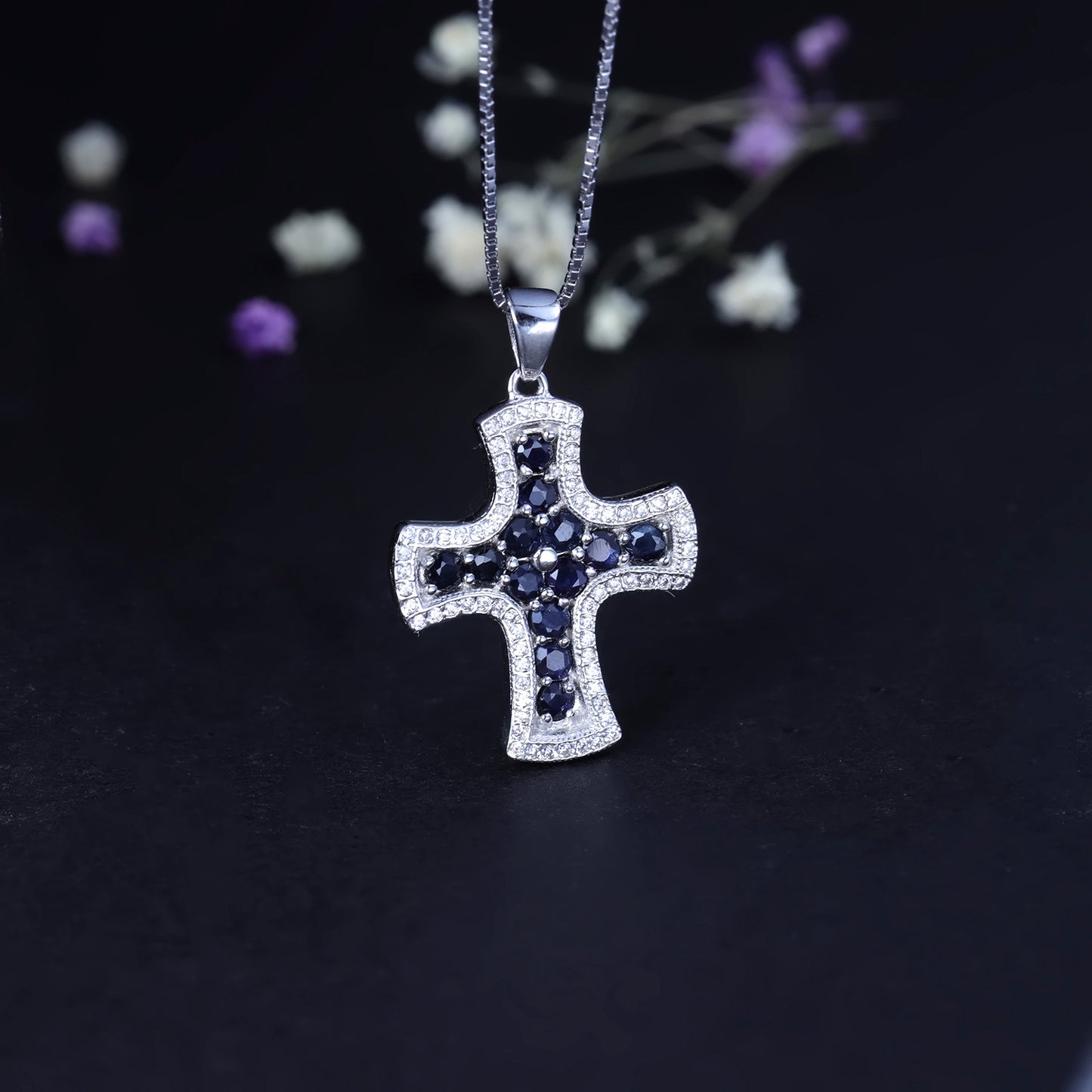 European INS Style Design Cross Guardian Pendant Silver Necklace for Women