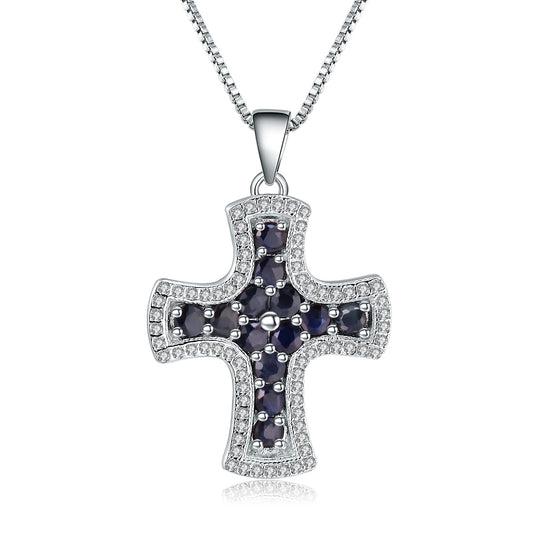 European INS Style Design Cross Guardian Pendant Silver Necklace for Women