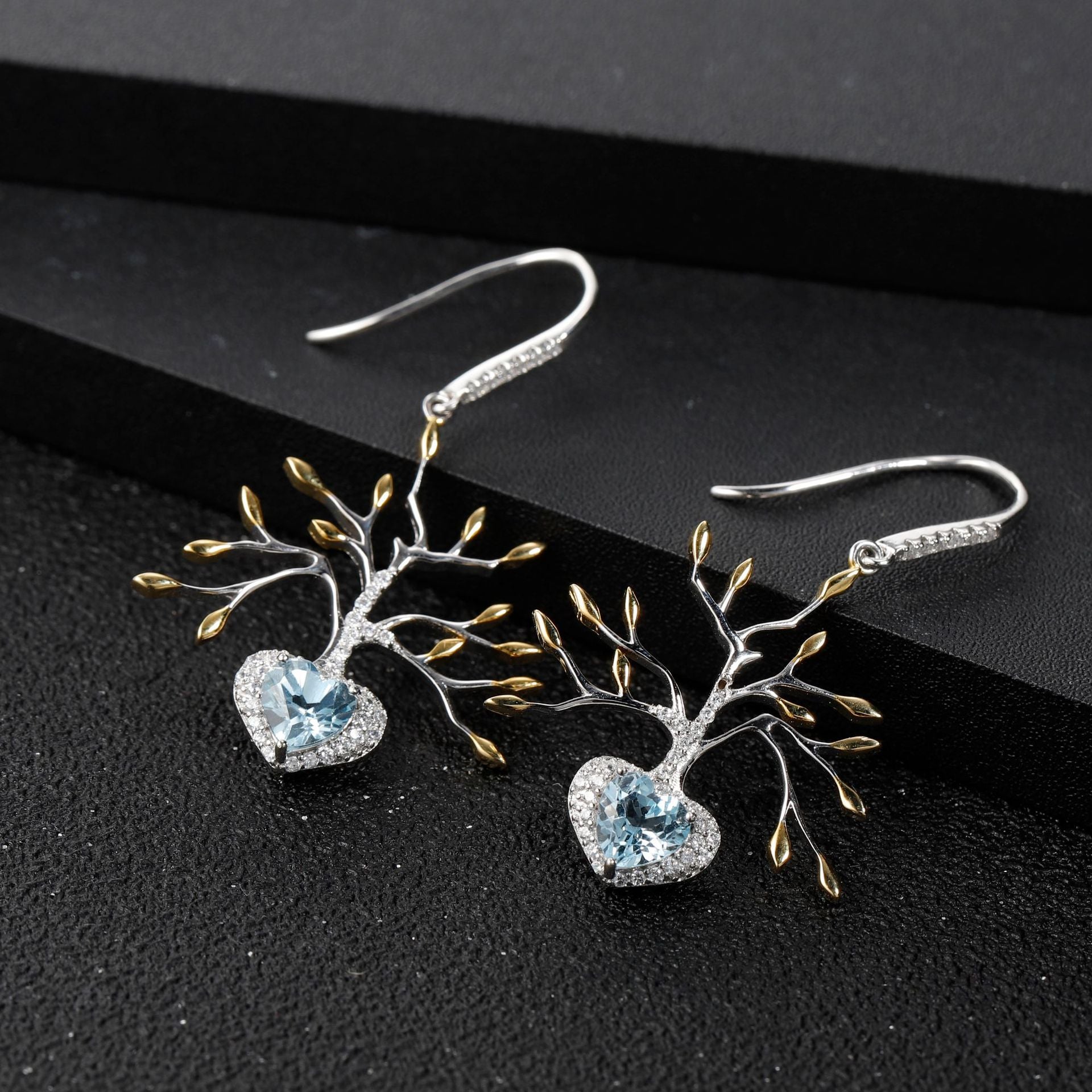 Tree of Life Silver Drop Earrings for Women