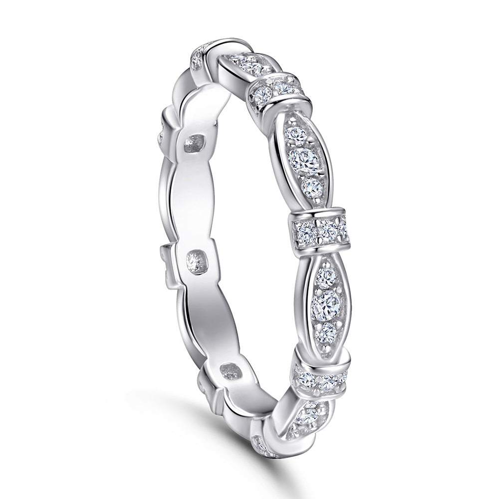 Full Row Marquise Shape with Zircon Silver Ring for Women