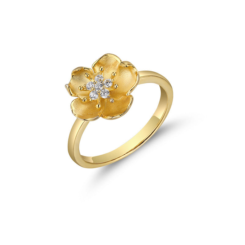 Plum Blossom with Zircon Silver Ring